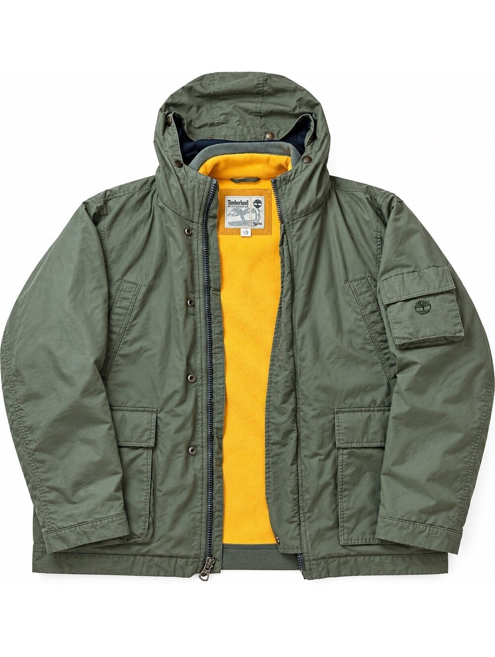 Timberland Men's XL Olive Green Quilted Field Jacket Fleece 3-in-1 Coat Outdoor